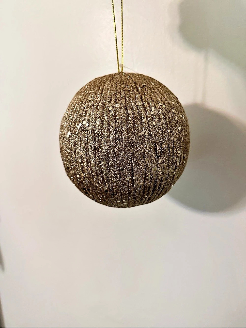 Gold Glitter Round Holiday Ornament